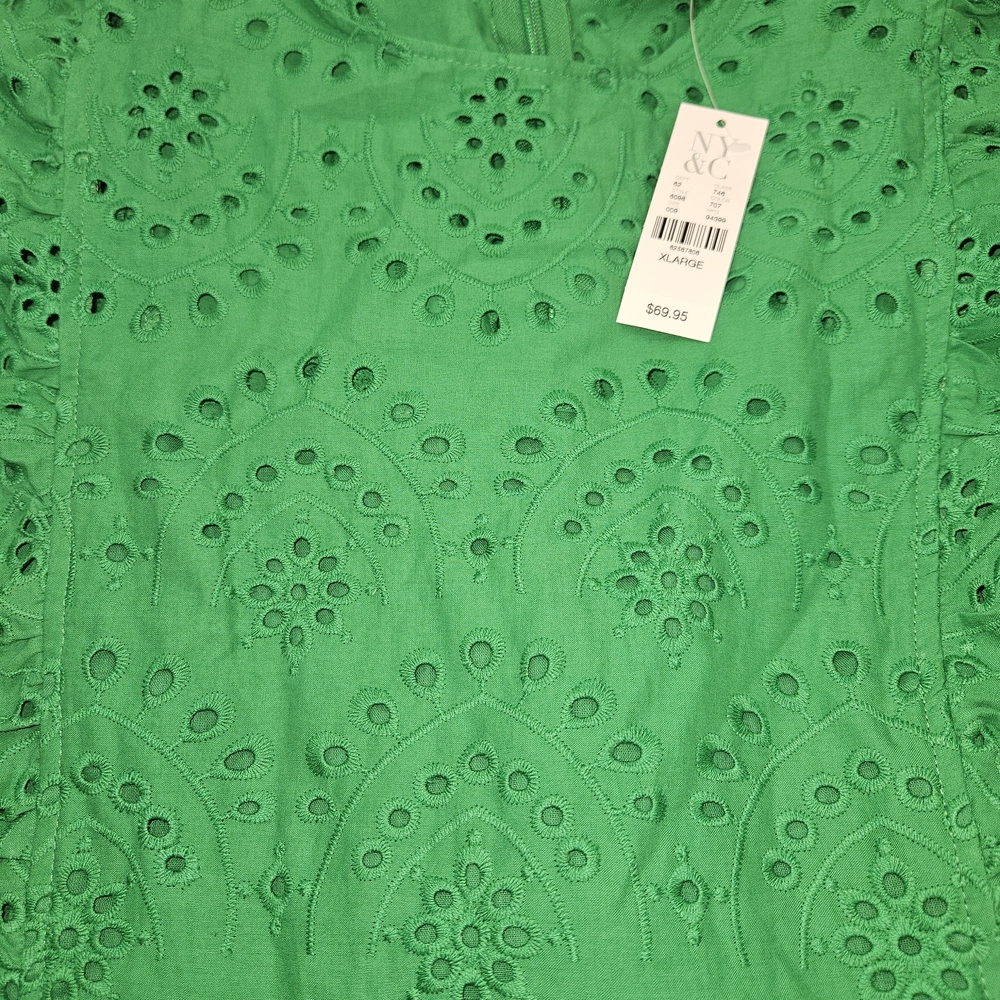 New York & Company Green Eyelet Romper - Picture 3 of 5